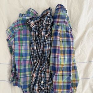 Ralph Lauren Plaid Boys Button Down Shirt Set - Madras preppy plaid Oxford